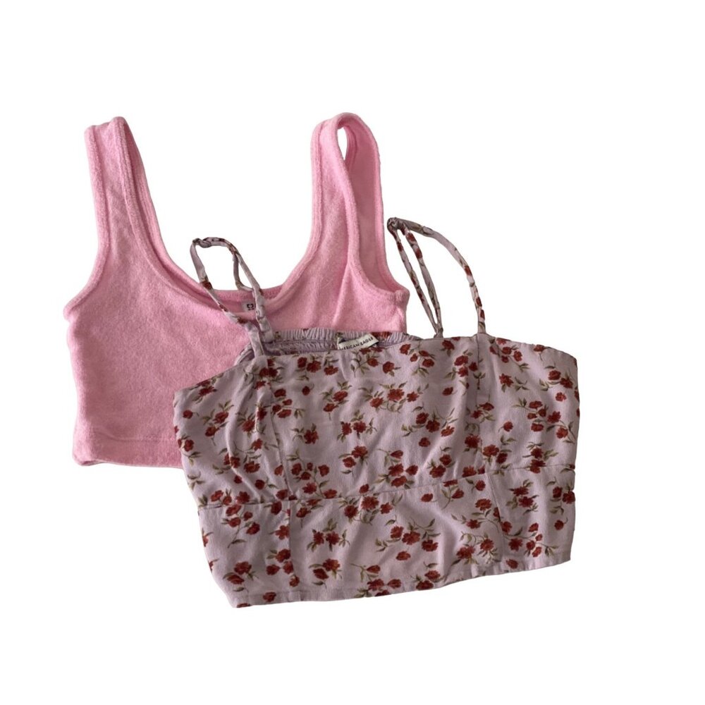 women crop top pink lilac flower XS American eagle divided  lot 2